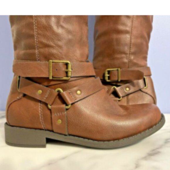 Brown Knee High Boots Size 6”Rowleigh" Shearing Cuff by JustFab Double … - Picture 2 of 11